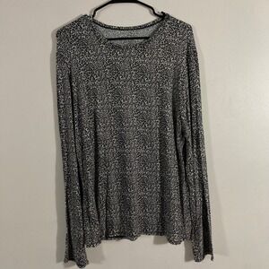 Cuddl Duds Top Womens 2X Black White Animal Print Long Sleeve Modal
